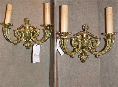 Lot 559 - Pair of Baroque Style Gilt-Metal Two-Light...
