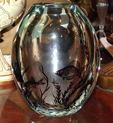 Lot 110A - Orrefors Glass Vase Signed E. Haalud.