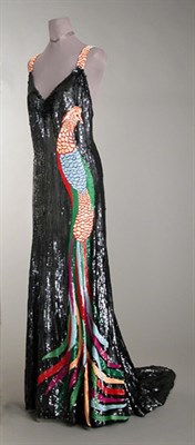 Lot 521 - Worth Bird of Paradise Sequined Evening Gown...