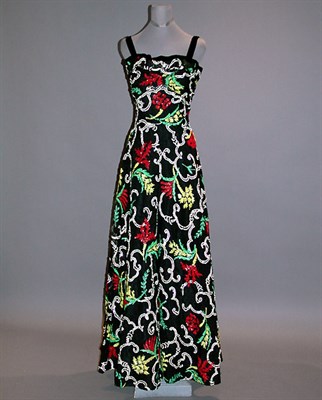Lot 515 - Sequin and Black Lace Evening Gown French,...