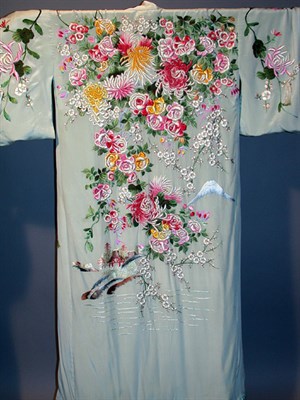 Lot 915 - Embroidered Silk Kimono Japanese, mid 20th...