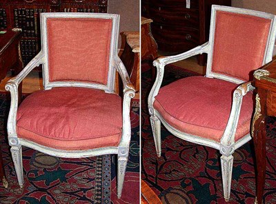 Lot 599 - Pair of Neoclassical Painted and Upholstered...