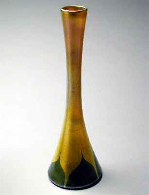 Lot 408 - Tiffany Favrile Glass Vase Of waisted conical...
