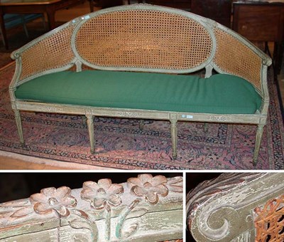 Lot 587 - Louis XVI Gray Painted and Caned Canape Late...