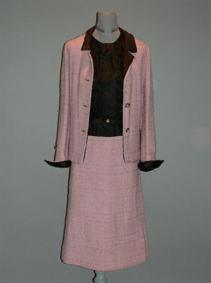 Lot 599 - Chanel Pink Boucle Suit French, 1960s...
