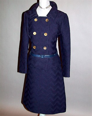 Lot 604 - Yves Saint Laurent Blue Wool Ensemble French,...