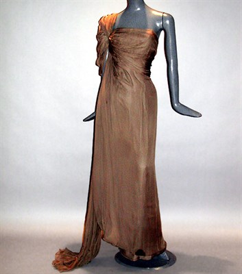 Lot 619 - Fawn Chiffon Strapless Gown Probably Balmain,...