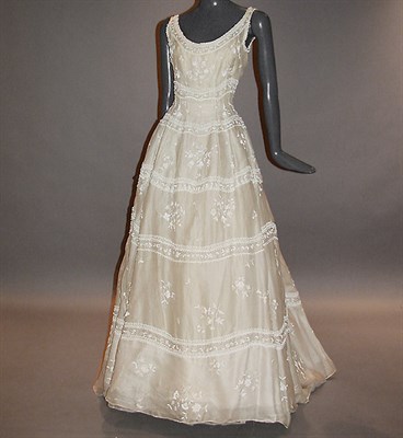 Lot 625 - White Organdy Beaded Summer Ball Gown Balmain...