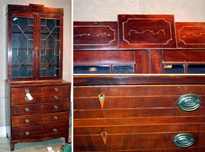 Lot 620 - Hepplewhite Inlaid Mahogany Secretary Bookcase