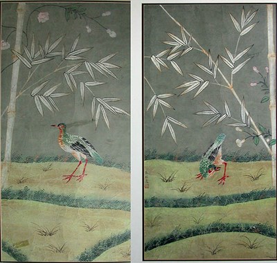 Lot 316 - Two Framed Chinese Wallpaper Sections of a...