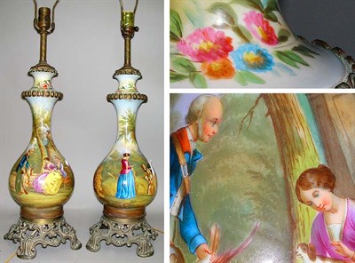 Lot 219 - Pair of Paris Porcelain Lamps