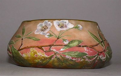 Lot 352 - Daum Nancy Enameled Cameo Glass Bowl Of squat...