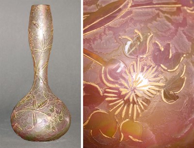 Lot 353 - Cameo Cut Glass Vase Of club form, decorated...