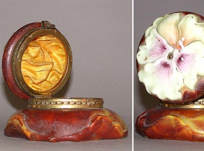 Lot 516 - Wave Crest Enamel Painted Glass Box The hinge...