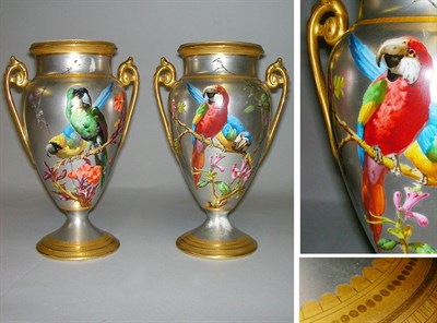 Lot 597 - Pair of Paris Porcelain Two-Handled Vases Each...