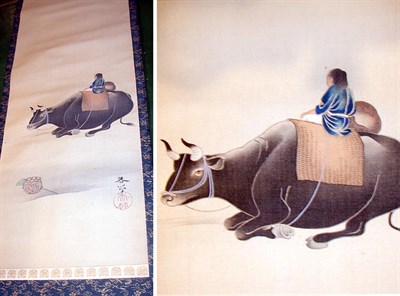 Lot 391 - Japanese Hanging Scroll of an Oxherd...