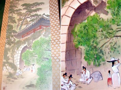 Lot 392 - Japanese Hanging Scroll of the West Gate of...
