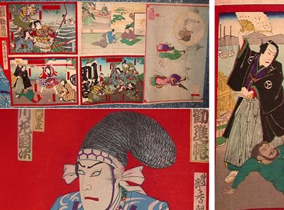 Lot 390 - Ten Japanese Oban Tate-e Triptychs by...