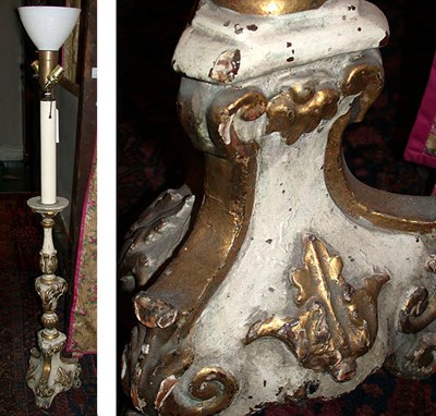 Lot 211 - Continental Baroque Painted Floor Lamp Of...