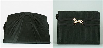 Lot 591 - Two Black Evening Bags French, 1960s One suede,...