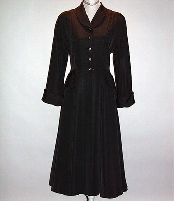Lot 613 - Black Silk Evening Coat American, circa 1950...