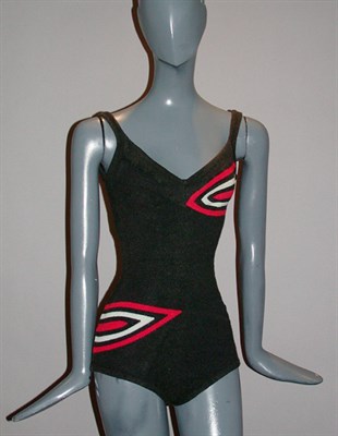 Lot 592 - Gray Wool Bathing Suit 1940s Tank style, with...