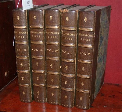 Lot 343 - [BINDINGS] PLUTARCH Lives 5 vols. 8vo,...
