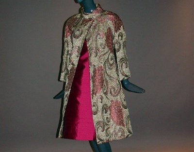 Lot 560 - Nina Dimos Red and Gold Glittering Brocade...