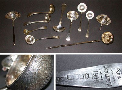 Lot 523 - Group of Eight George III Silver Sauce Ladles...