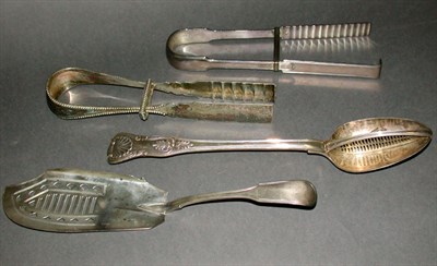 Lot 525 - Group of George III Silver Serving Articles...