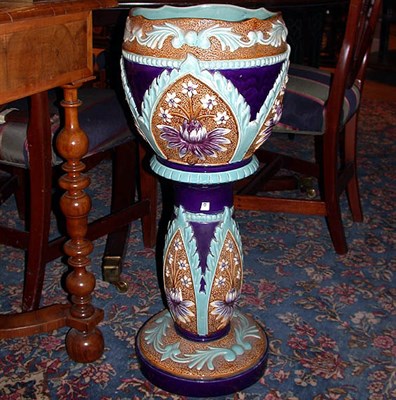 Lot 394 - Majolica Jardiniere on Pedestal Ernst Bohne &...