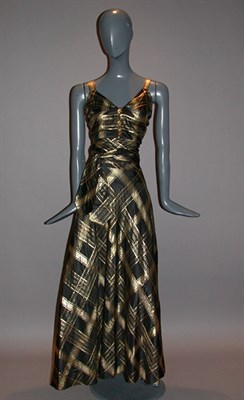 Lot 526 - Mainbocher Gold and Black Plaid Silk Evening...