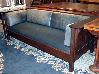 Lot 284 - Arts and Crafts Style Upholstered Oak Sofa