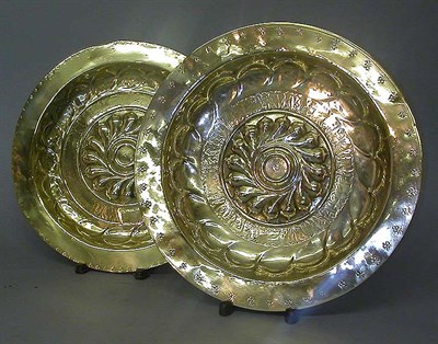 Lot 208 - Two Dutch Brass Alms Dishes Each of circular...