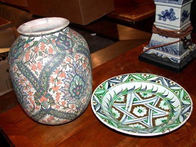 Lot 281 - Isnik Pottery Vase and Plate