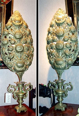 Lot 171 - Pair of Louis XV Style Floral Decorated Brass...