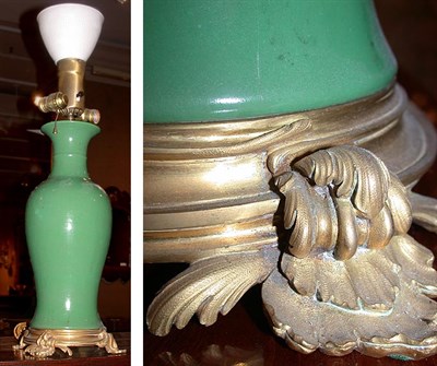 Lot 255 - Chinese Gilt-Bronze Mounted Green Glazed...