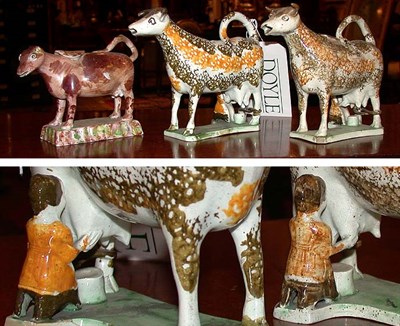 Lot 199 - Group of Three English Cow Creamers Two...