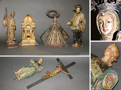 Lot 190 - Group of Five South American Polychrome Carved...