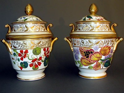 Lot 648 - Pair of English Porcelain Fruit Coolers Mid...