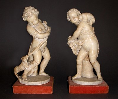 Lot 245 - Pair of Italian Alabaster Figures of Young...