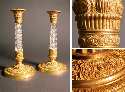 Lot 667 - Pair of Empire Style Gilt-Bronze Mounted Cut...