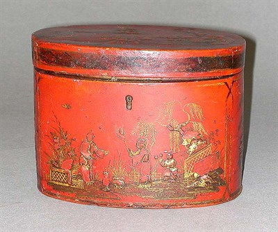 Lot 237 - George III Gilt Decorated Red Lacquered Tea...