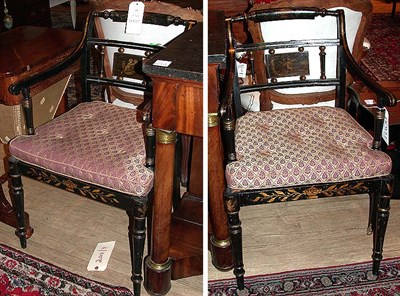 Lot 503 - Pair of Regency Style Painted and Parcel Gilt...