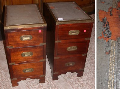 Lot 191 - Pair of Regency Style Leather Inset Brass...