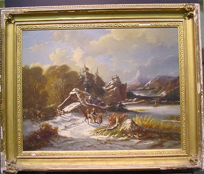Lot 78 - Manner of Alfred Kowalski WINTER LANDSCAPE Oil...