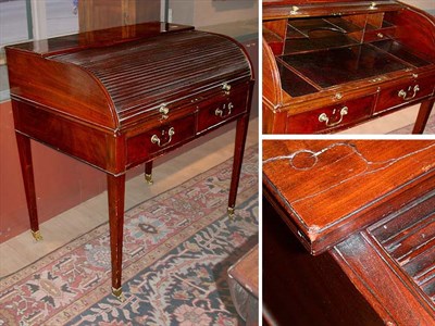 Lot 360 - George III Mahogany Tambour Front Writing Desk...