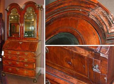 Lot 258 - George II Walnut Double-Dome Bureau Bookcase...