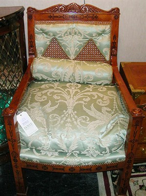 Lot 213 - Pair of Empire Style Stenciled Mahogany Armchairs