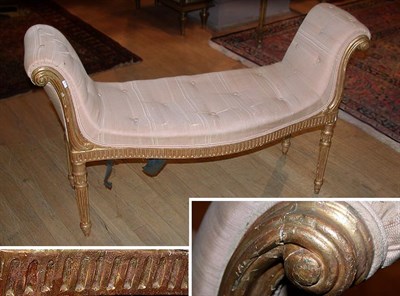 Lot 326 - George III Style Gilt-Wood Bench The bow front...